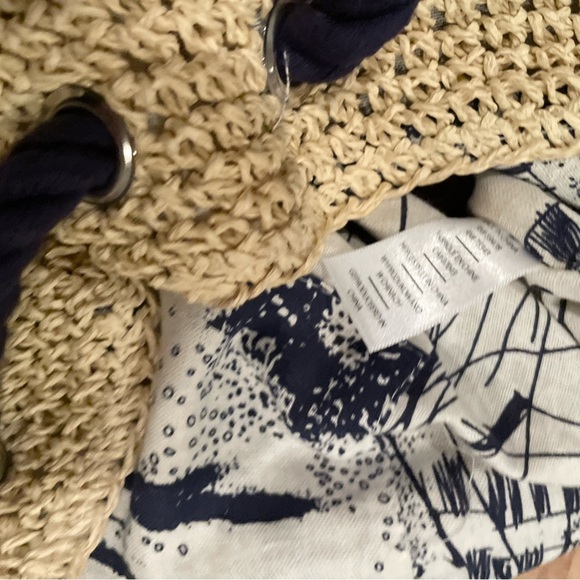 Cynthia Rowley Woven cotton floral lined beach bag backpack braided OS - Picture 5 of 7